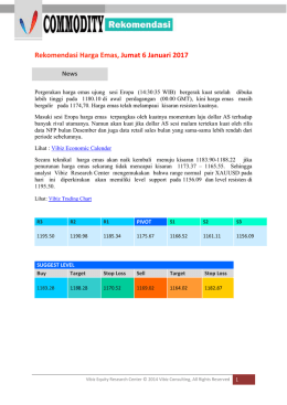 Rekomendasi Harga Emas, Jumat 6 Januari 2017