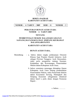 Pembentukan Mukim Dalam Kecamatan Sawang,Matangkuli Dan