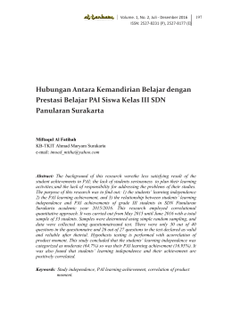 Hubungan Antara Kemandirian Belajar dengan Prestasi Belajar Pai