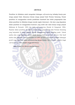 Hubungan Antara Self-Monitoring dengan Kinerja Pada Tenaga