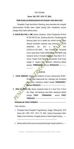 PUTUSAN Nomor 562 / PDT / 2016 / PT. BDG.