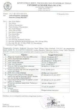 Jadwal Kegiatan Akademik Semester Genap Tahun 2016/2017