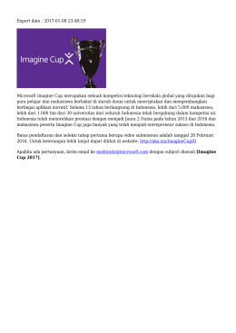 Export date : 2017-01-06 08:23:39 Microsoft Imagine Cup