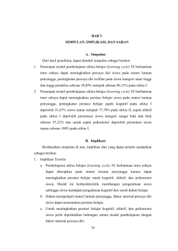 79 BAB V SIMPULAN, IMPLIKASI, DAN SARAN A. Simpulan Dari
