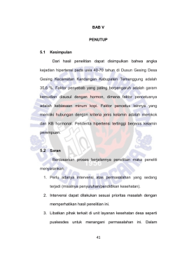 Studi Epidemiologi Penderita Hipertensi di Dusun Gesing Desa