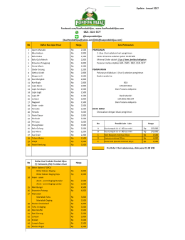 Katalog Daftar Harga - Toko Kue Pondok Hijau