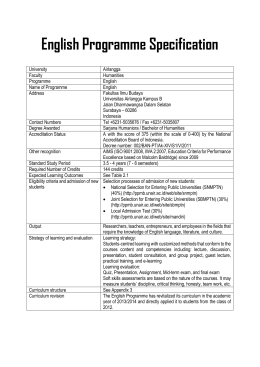 English Programme Specification