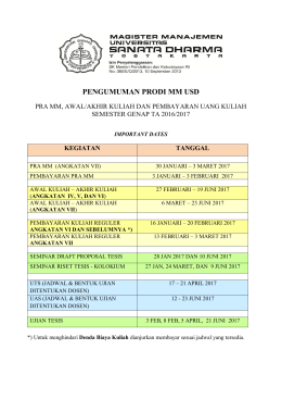 important dates mm usd sem ii ta 2016