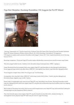 Tiga Hari Menjabat, Rasulangi Rumahkan 194