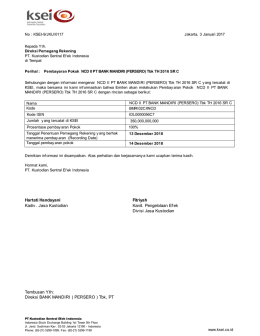 Tembusan Yth: Direksi BANK MANDIRI ( PERSERO ) Tbk, PT