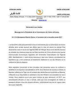 Message du nouvel an 2017 de la Présidente de la