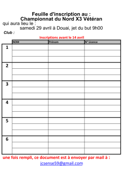 Feuilles d`inscriptions Championnats Nord - ffpjp