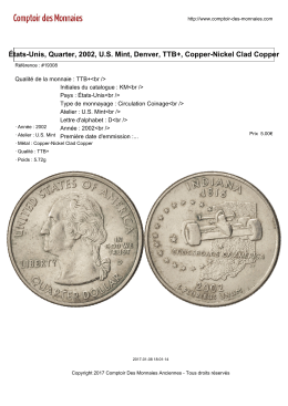 États-Unis, Quarter, 2002, US Mint, Denver, TTB+, Copper
