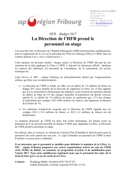 HFR - communiqu&eacute; de presse - Syndicat des Services Publics SSP