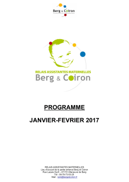 PlanningJanvier-Mars 2017 - Communaut&eacute; de communes Berg