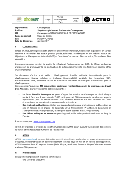 Stage ACTED - Convergences Paris Janvier 2017