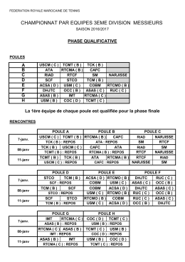 Programme 3ème division messieurs 2017