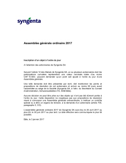 Assembl&eacute;e g&eacute;n&eacute;rale ordinaire 2017