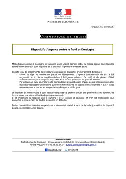 CP - dispositifs contre le froid - Les services de l`État en Dordogne