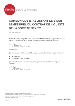 communique etablissant le bilan semestriel du contrat de