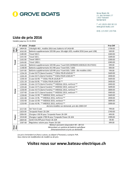 prix en CHF - Grove Boats SA