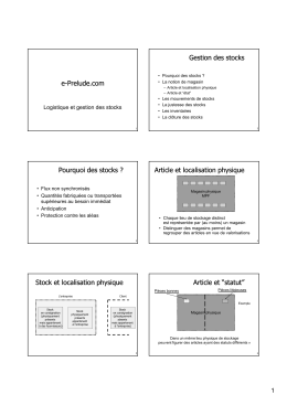 e-Prelude.com Prelude.com Gestion des stocks Pourquoi des stocks