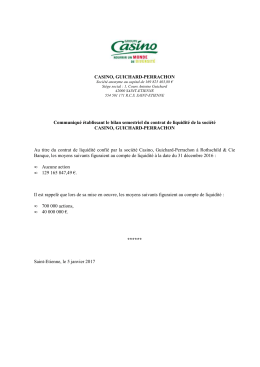 Casino - Bilan du contrat de liquidité au 31