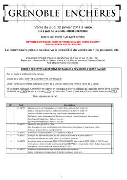 Vente du jeudi 12 janvier 2017 à 10H00