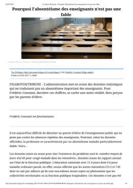 Pourquoi l`absent&eacute;isme des enseignants n`est pas une - ac