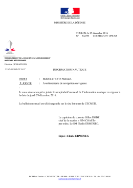 Bulletin mensuel n°48/16 - Préfecture maritime de la Méditerranée