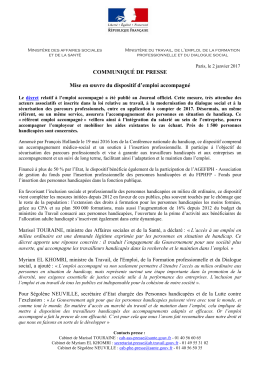COMMUNIQUÉ DE PRESSE Mise en œuvre du dispositif d`emploi