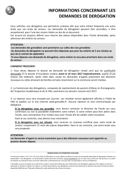 Document d`information - DÉROGATION