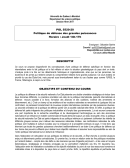 POL 5520-20 Politique de défense des grandes puissances Horaire