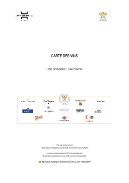 Carte des vins - Jiva Hill Resort
