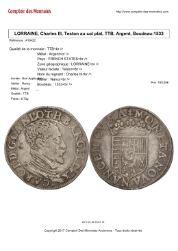 LORRAINE, Charles III, Teston au col plat, TTB, Argent, Boudeau:1533