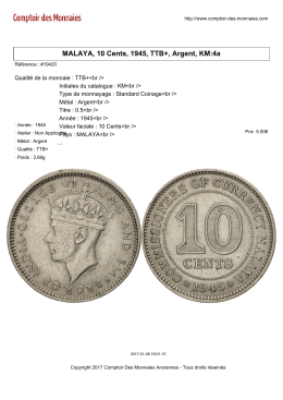 MALAYA, 10 Cents, 1945, TTB+, Argent, KM:4a