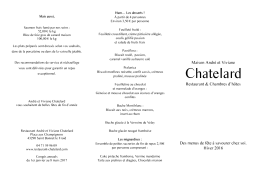 Menus Fêtes 2016 - Restaurant Chatelard