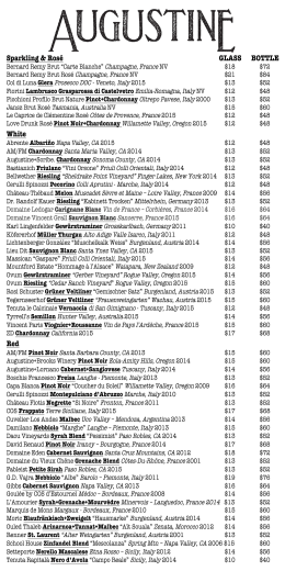 WINE LIST - Augustine Wine Bar