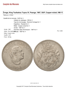 Tonga, King Taufaahau Tupou IV, Paanga, 1967, SUP, Copper