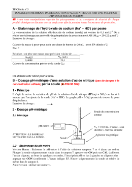 A – Etalonnage de l`hydroxyde de sodium - Académie d`Aix