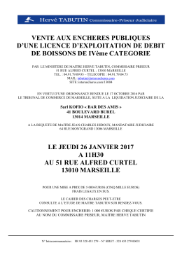 VENTE AUX ENCHERES PUBLIQUES D`UNE