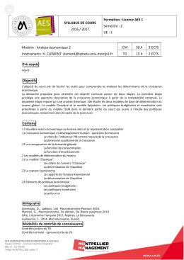 SYLLABUS DE COURS 2016 / 2017 Formation