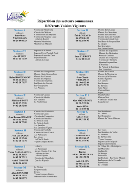Répartition des secteurs communaux Référents Voisins Vigilants