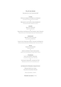 Plats du Jour - Brasserie Kirchberg