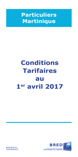 Conditions Tarifaires au 1er avril 2017