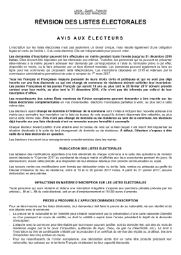 Avis aux électeurs