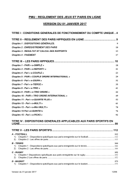 Règlement PMU Jeux et Paris en Ligne 01 01 2017