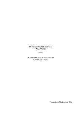 Discours du chef de l`Etat camerounais, Paul Biya, &agrave; la nation le 31