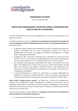 communique de presse grand paris amenagement a reuni son