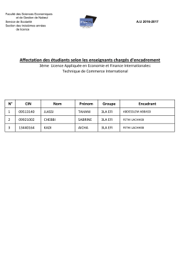 Affectation des &eacute;tudiants selon les enseignants charg&eacute;s d